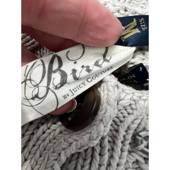 Bird By Juicy Couture Womens Tan Chunky Knit Cardigan Sweater Size M Chains - Picture 5 of 7